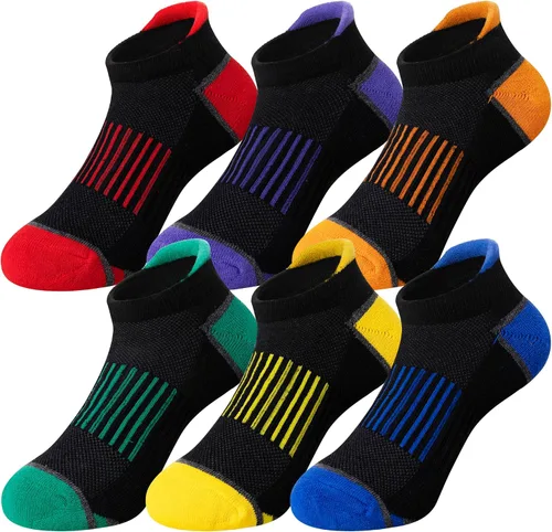 Vista 10 de Calcetines de tobillo para niños, calcetines deportivos de corte bajo de algodón para niños pequeños, 6 pares