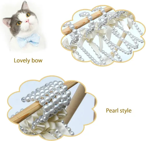 Vista 4 de Paquete de 6 perchas de ropa para perros y mascotas, mini perchas de perlas lindas
