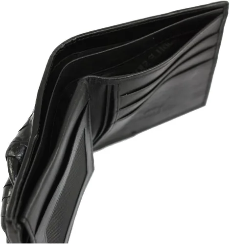 Vista 4 de Cartera de piel de cocodrilo genuina con garras de pie para hombre, Negro