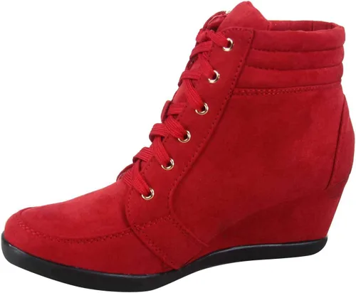 Vista 2 de TZ 56 - Tenis de tacón alto para mujer, clásicos, con cordones, cómodos, con cuña