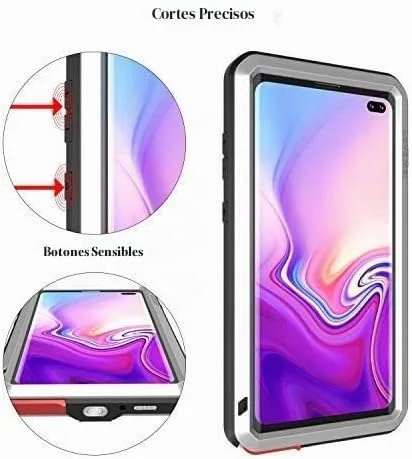 Vista 4 de LOVE MEI Funda militar resistente para Samsung Galaxy S10 Plus, con protector de pantalla de vidrio templado, a prueba de golpes, a prueba de polvo
