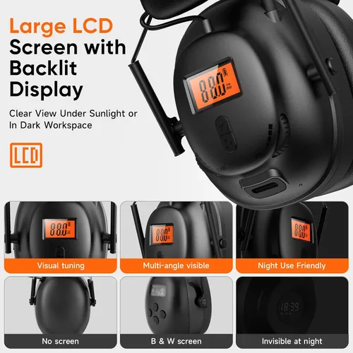 Vista 9 de AM FM Bluetooth Radio Headphones Safety Earmuff Hearing Protection Headset