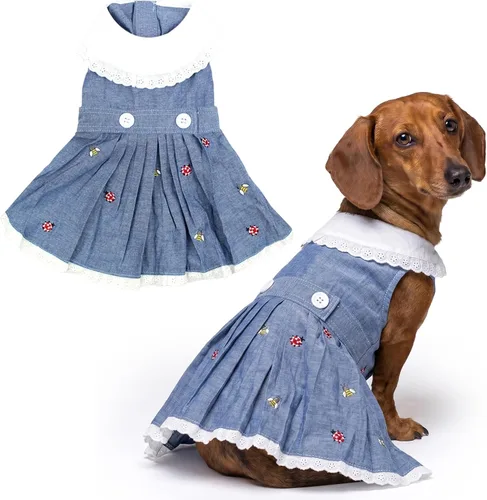 Vista 92 de Parisian Pet Chambray - Vestido para perro - Ligero sin mangas para perro, niña, talla XS Chambray en general