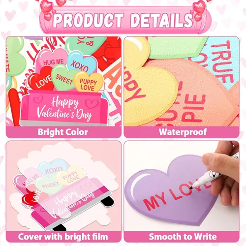 Vista 4 de Tablero de anuncios de corazón para el día de San Valentín, decoración de aula, recortes de papel de corazón de amor a granel con bordes