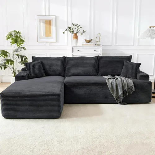 Vista 35 de Sofá modular Cloud de 108 pulgadas, moderno sofá deshuesado con otomana móvil, sofá modular de asiento profundo, sofás esquineros de pana para sala
