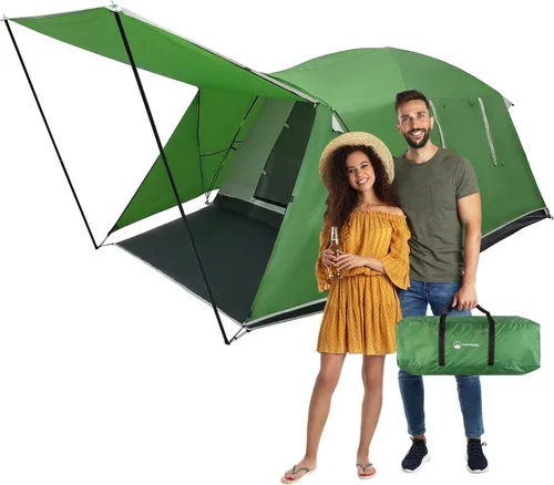 Vista 8 de Camping Tent - Water-Resistant Cabin Style Outdoor Shelter with Built-in Screen Tent and Carrying Bag by Wakeman Outdoors Azul