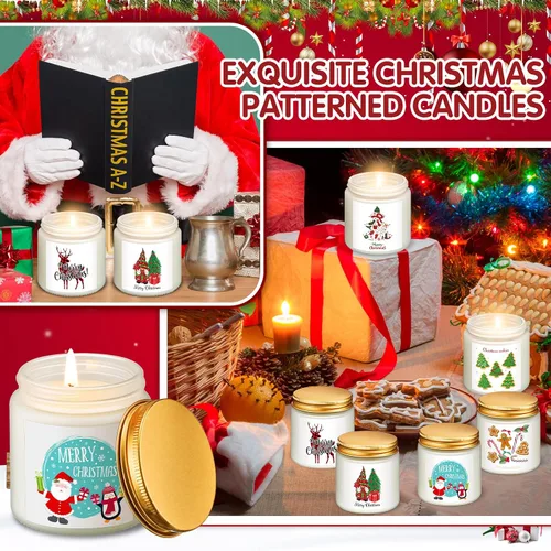 Vista 5 de MTLEE 24 velas en tarro de Navidad a granel, velas perfumadas de Navidad, velas de cera natural, de larga duración, para Navidad, regalos de boda