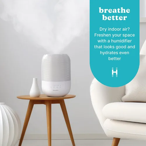 Vista 2 de Homedics Humidificador ultrasónico de niebla fría, tanque de agua de llenado superior de 3 litros, cubre 395 pies cuadrados, tiempo