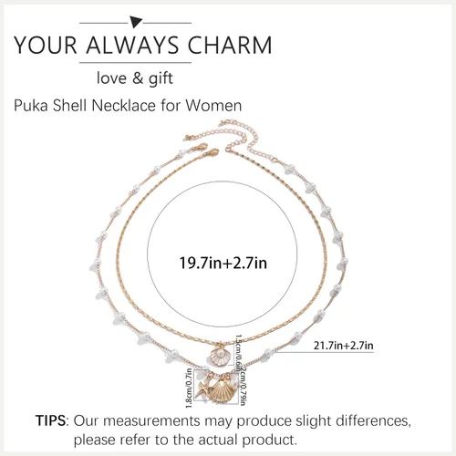 Vista 7 de Collar de concha marina de Your Always Charm para mujer, collar de concha ajustable con capas de encanto de concha marina para mujer, atuendos
