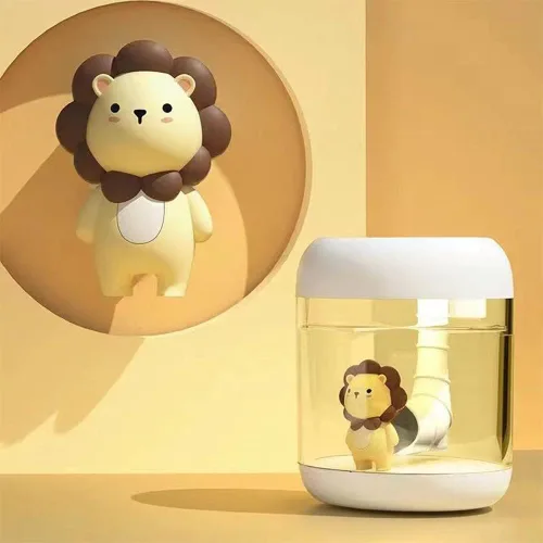 Vista 2 de Mini humidificador portátil de astronauta/león, 11.8 fl oz, mini humidificador de aire portátil, decorativo, lindo, astronauta/león recargable por