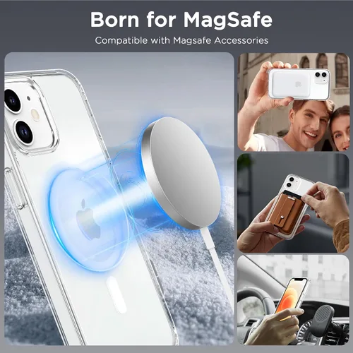 Vista 4 de CACOE Funda magnética para iPhone 12 y iPhone 12 Pro de 6.1 pulgadas - Compatible con MagSafe y soporte magnético para teléfono en el automóvil,