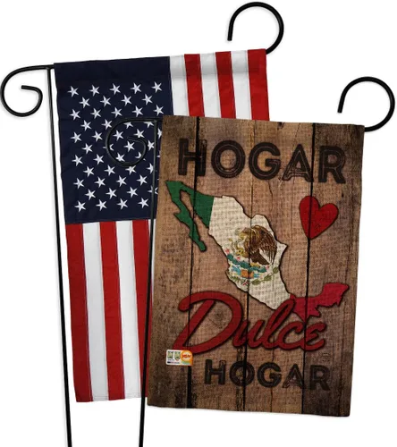 Vista 4 de Country Mexico Hogar Dulce Garden Flags 2pcs Pack Regional Nationality Nation International World Particular Area Small Decorative Gift Yard House
