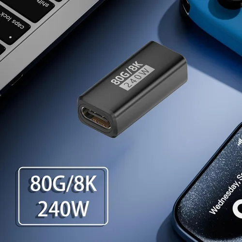 Vista 2 de Paquete de 3 acopladores USB C Thunderbolt 5,120Gbps USB C hembra a Negro
