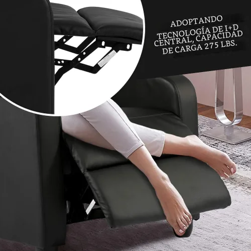 Vista 7 de BestMassage Silla reclinable con función de masaje de 2 puntos Negra con soporte lumbar, respaldo ajustable, reposabrazos anchos, reposapiés
