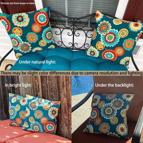 Vista 5 de Magpie Fabrics Paquete de 2 fundas de almohada impermeables para exteriores de 18 x 18 pulgadas, fundas de almohada decorativas de Navidad