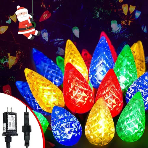 Vista 7 de Guirnalda de 240 luces LED C6 de 78 pies, luces de Navidad súper largas para exteriores e interiores con 13 modos y temporizador, luz parpadeante