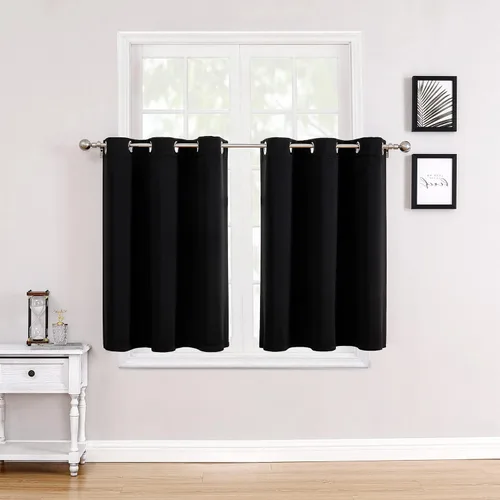Vista 82 de ChrisDowa - Cortinas cortas para ventana de 40 pulgadas para dormitorio - Cortinas cortas con ojales y aislamiento térmico para oscurecer