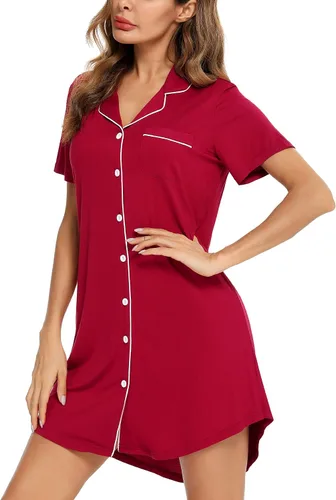 Vista 4 de Leikar Camisón de maternidad para mujer, pijama de lactancia de manga larga