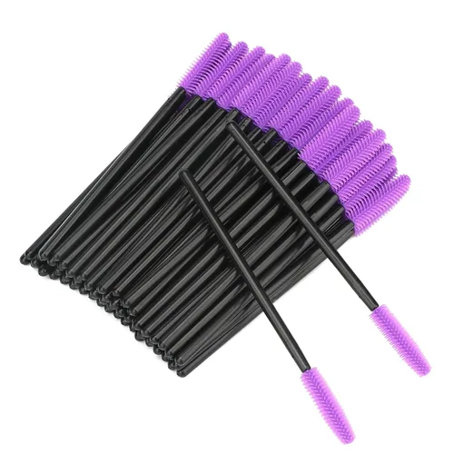 Vista 10 de G2PLUS Cepillos de pestañas de silicona, 100 cepillos de rímel negro y verde, varitas aplicadoras de cejas para maquillaje, cuidado personal
