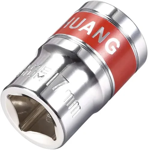 Vista 5 de uxcell Unidad de 1/2 pulgada por enchufe poco profundo de 0.315 in con banda roja, Cr-V, 6 puntos, métrico