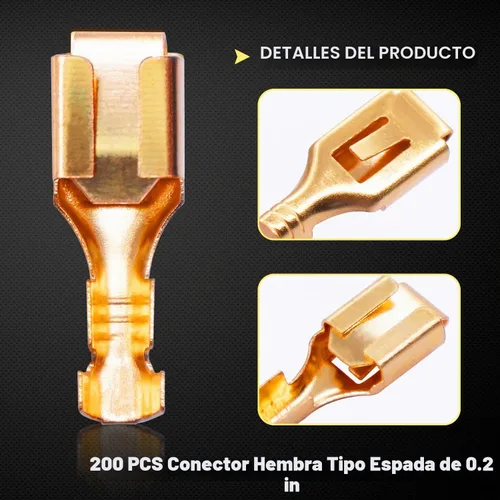 Vista 4 de Twidec /200 unids 0.248 in conector de pala hembra terminales de empalme rápido conector de alambre no aislado para relé de cableado eléctrico