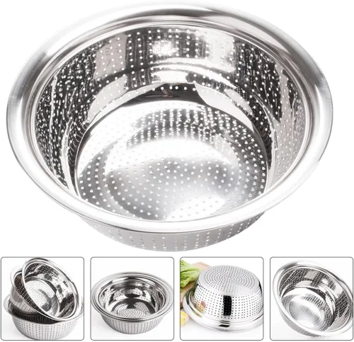 Vista 8 de Stainless Steel Rice Washing Sifter Basin with Widened Edges