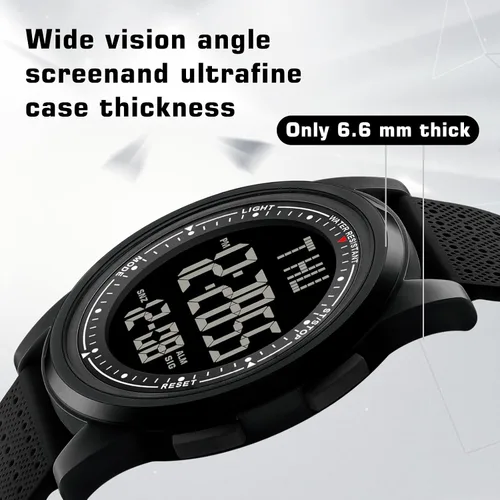 Vista 6 de NN BEN NEVIS Reloj digital para hombre, reloj digital con cronómetro, cuenta regresiva, alarma, doble hora, calendario, ultra fino, minimalista