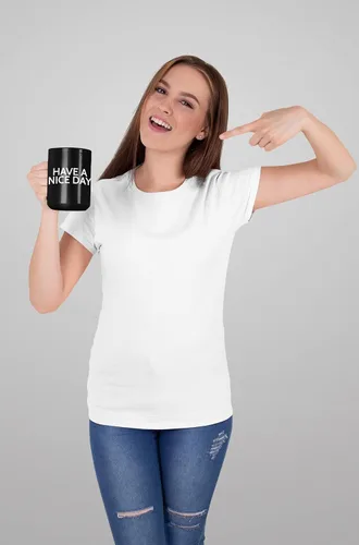 Vista 8 de Divertida taza de café para hombres y mujeres - Taza Have A Nice Day con dedo medio en el fondo Divertidos regalos de broma de elefante blanco
