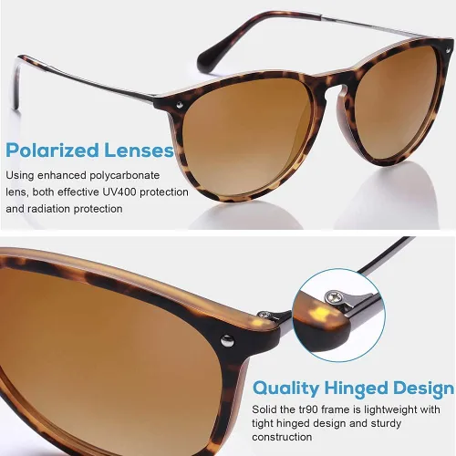 Vista 9 de Carfia Vintage Sunglasses for Women Polarized UV Protection Classic Retro