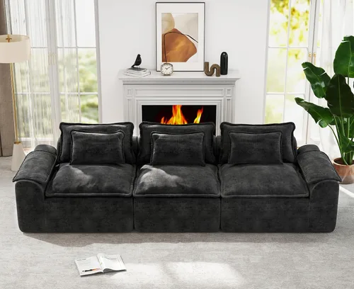 Vista 28 de Hobestluk Sofá seccional modular de sofá deshuesado de 105 pulgadas para 2-Gris