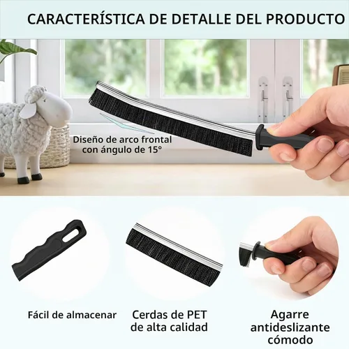 Vista 6 de Juego de cepillos de limpieza para grietas, herramientas de limpieza dura para lechada de baño, rieles de ventanas y puertas de ducha, limpieza
