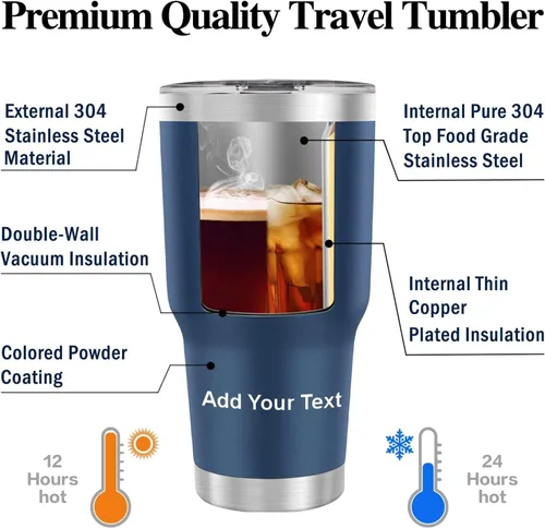 Vista 5 de Vasos personalizados con imágenes, vaso de café de acero inoxidable con foto personalizada de 30 onzas con tapa de texto y pajitas, taza de viaje