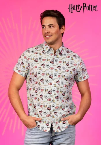 Vista 2 de Camisa con botones para adultos con estampado de luz de Harry Potter