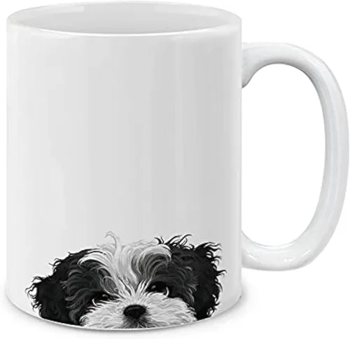 Vista 6 de MUGBREW Taza de cerámica con diseño de bichon frisé, taza para café o té, 325 ml