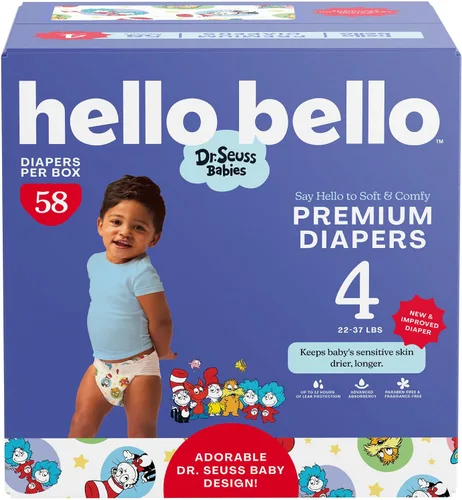 Vista 20 de Hello Bello Pañales Premium Talla 1, Diseños Balloon Buddies y Crosshatch Cuties, Caja Club de 82