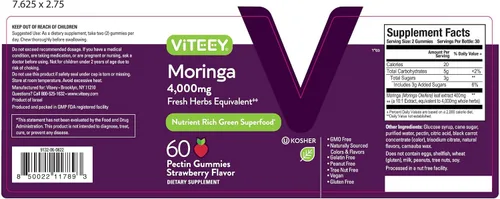Vista 10 de Viteey Moringa Gummies - 4,000 mg [de 400 mg de extracto 10: 1] de Moringa Suplemento Super Greens - Gomitas antioxidantes para el bienestar