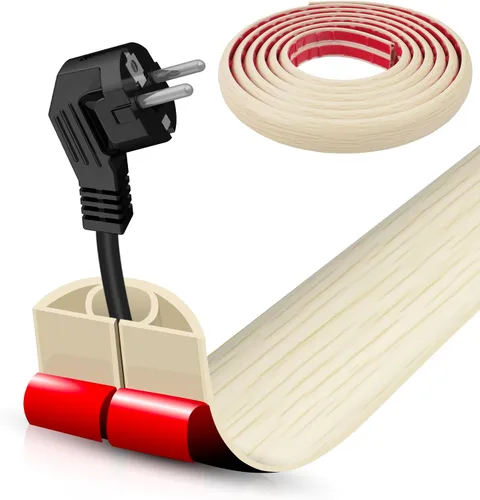Vista 103 de Cubierta autoadhesiva para cables de suelo, gestión de cables de 3.3 pies, protector de tira de extensión para cables, evita tropiezos de cables