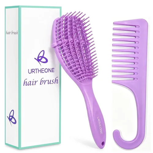 Vista 8 de URTHEONE Cepillo desenredante para cabello rizado, grueso, fino, ondulado, uso en seco y húmedo para mujeres, hombres y niños, cepillo portátil
