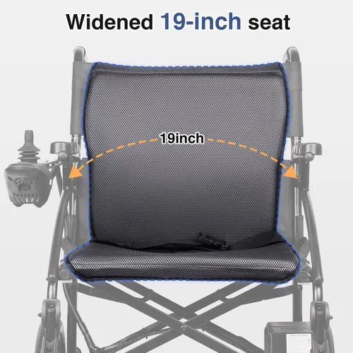 Vista 3 de SLF30 Sillas de ruedas eléctricas para adultos, silla de ruedas motorizada plegable y duradera con asiento de 19 pulgadas y soporta hasta 300 libras