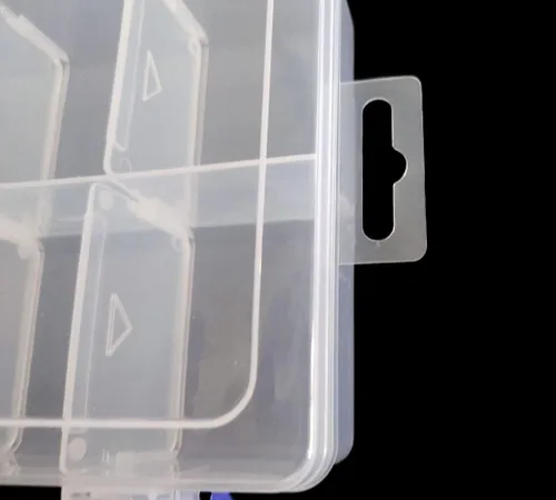 Vista 3 de Caja de almacenamiento de plástico transparente con divisores ajustables, organizador portátil de cuentas transparentes para aretes, organizador