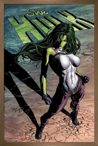 Vista 14 de Trends International Marvel Comics She-Hulk - Póster de pared #29 de She-Hulk, 14.725 x 22.375 pulgadas, versión enmarcada de madera de granero