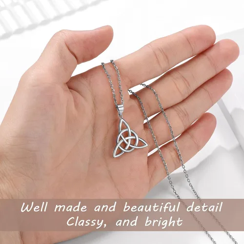 Vista 3 de PROSILVER - Collar celta para mujer, regalo irlandés, plata de ley 925 con nudo de amor, collar de buena suerte, 45,7 a 20.0in, ajustable, viene