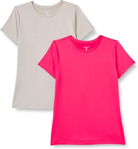 Vista 102 de Amazon Essentials Camiseta de manga corta con cuello redondo para mujer, de secado rápido, para entrenamiento, gimnasio, paquete múltiple