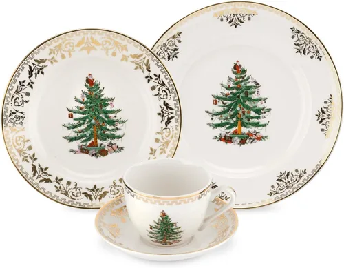 Vista 7 de Soporte para pastel dorado para árbol de Navidad