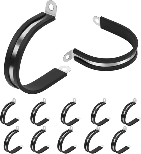 Vista 7 de 20 abrazaderas de cable de acero inoxidable 304 de 1/2 pulgada, abrazadera aislada acolchada de goma, abrazaderas de correa de tubería de conductos