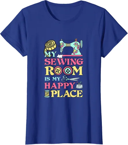 Vista 7 de Costura is my Happy Place diseño de una playera, mujer S, Arándano
