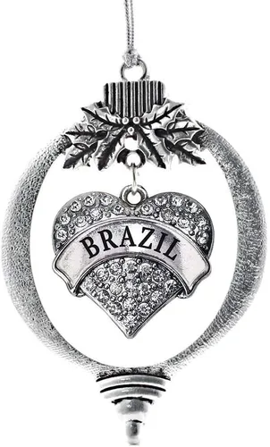 Vista 42 de Inspired Silver Adornos festivos de dije de corazón pave de plata con circonitas cúbicas