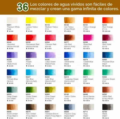 Vista 5 de Woomer Juego de pintura de acuarela de 36 colores para principiantes