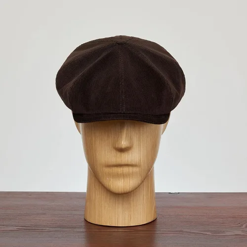 Vista 6 de Sterkowski Shelby Gorra Gorra de pana 100% algodón para hombre Sombrero estilo pico de 8 paneles