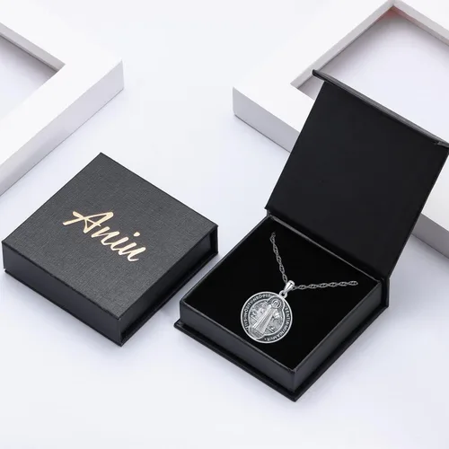 Vista 7 de Aniu Collar de plata de ley S925 de San MiguelSan CristópaloSan BenitoSan Jesús para hombres y mujeres, arcángel, RaguelUriel, colgante de amuleto